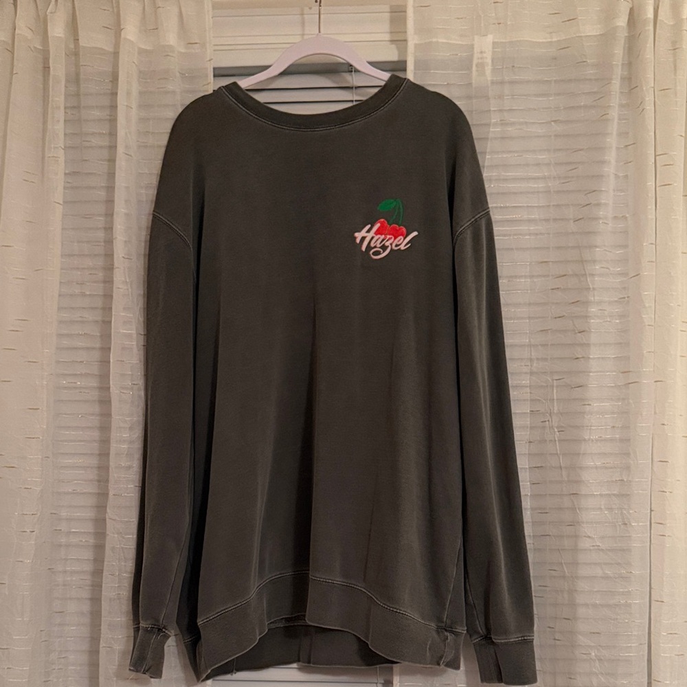 Hazel Boutique Women's Cherry Charcoal Crewneck Sweater